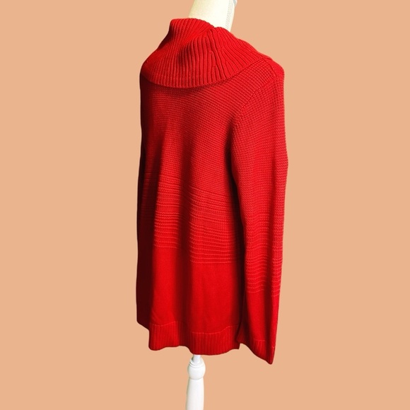Calvin Klein Red Textured Knit Striped Cowlneck Long-Sleeve Sweater Size XL - Picture 14 of 14